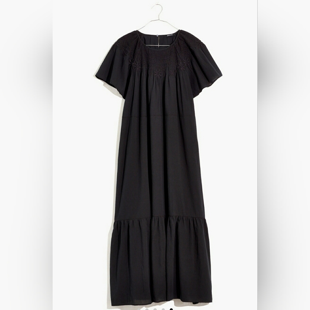 Madewell Black Flutter Sleeve Midi Sundress - Picture 2 of 6